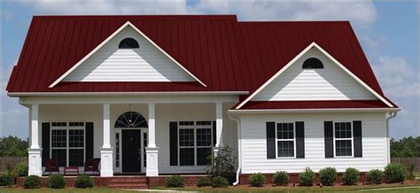 burgundy metal roof white house|modern metal roof colors.